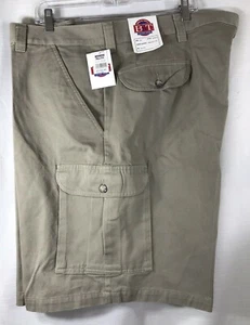 Men's Shorts BIG & TALL Casual Male KHAKI TAN Cargo Flat Front 9" Inseam 50 - Picture 1 of 8