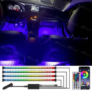72 LED Car Interior Atmosphere Strips RGB Lights Floor Decor App Remote Control - Foto 1 di 9