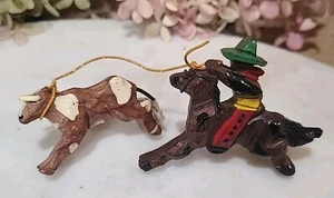 Broche doble prendedor vintage raro de madera vaquero lazo rodeo occidental - Imagen 1 de 12