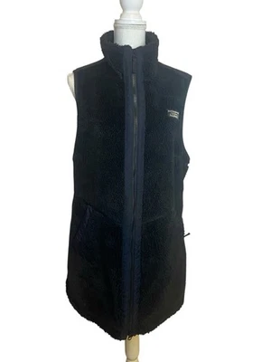 LL Bean XL Regular Black Sherpa Fleece Long Tunic Vest Full Zip 515934 Outdoors - Image 1 of 4
