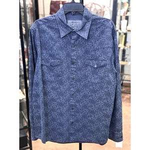 RYAN Michael Large Blue Men's Paisley Western Cowboy Rancher Button Up Shirt - Picture 1 of 9