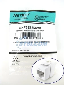 Panduit NKP5E88MWH NetKey Cat5e Punchdown Keystone Jack Module, White ~STSI - Picture 1 of 3