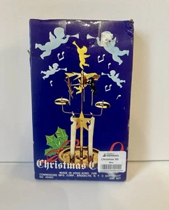 Vintage Cherubs Weihnachten Engel Glockenspiel goldfarben Kerzenhalter komplett in Box - Bild 1 von 4