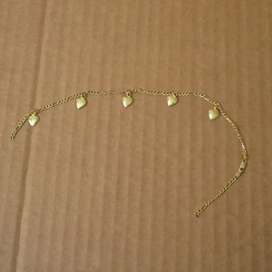 FOR REPAIR 14k Italy Yellow Bracelet Dangling Heart Charm  10" Figaro Chain 3.4g - Picture 1 of 11