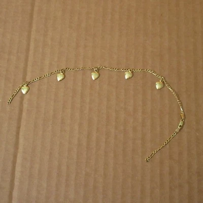 FOR REPAIR 14k Italy Yellow Bracelet Dangling Heart Charm  10" Figaro Chain 3.4g - Image 1 of 4