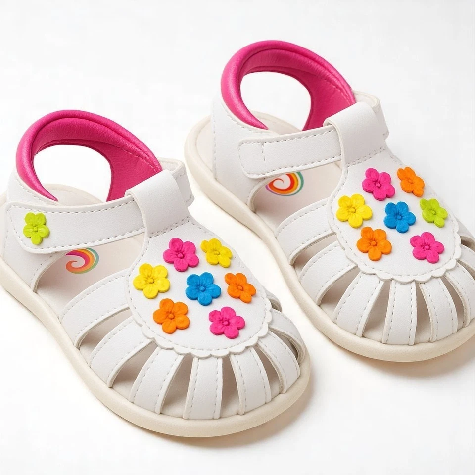 ZAPATOS RACHEL Sandalias de punta cerrada blancas y arco iris para niños pequeños Foto 1 de 4