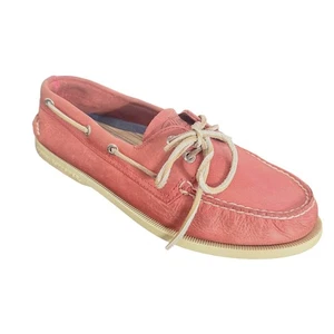 Sperry Top Sider Men 2 Eye Boat Shoes Red Leather Size 9 Nautical Preppy - Picture 1 of 14