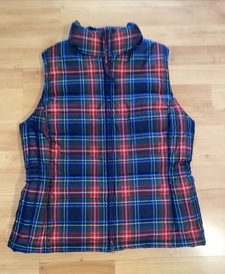 Talbots Red & Blue Plaid Women's Full Zip Insulated Puffer Vest Size Medium - Image 1 of 4