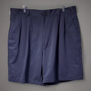 CRAFT & BARROW Chino BLUE-GRAY Cotton Bermuda Pleated Casual Pocketed Shorts 38R - Picture 1 of 8