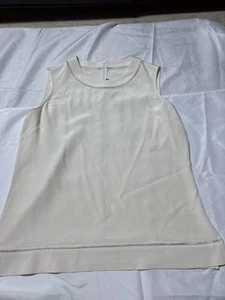 St. John Womens Ivory Silk Sleeveless Top Size 10 Lightweight - Picture 1 of 7