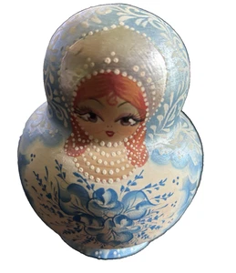 Bambole nidificanti russe vintage 15 pezzi dipinte a mano matrioska firmate BLU - Foto 1 di 3