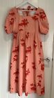 Ladies NEVER FULLY DRESSED Coral Horse Print Midi Dress, Size 8, VGC