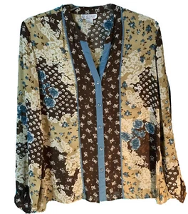 Size XL Women Jordan Button Up Blouse Long Sleeve Shirt Top  - Picture 1 of 10