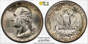 1951 Washington Silver Quarter PCGS Uncirculated Details *DoubleJCoins* 9009-37 - Picture 1 of 3