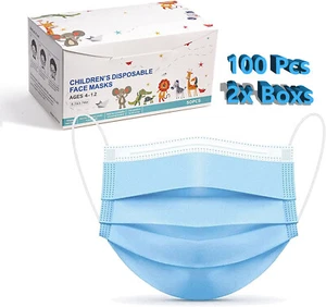 Máscara facial desechable de 3 capas azul para niños 10/50/100 piezas bucle para oreja cubierta bucal - Imagen 1 de 9