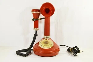 Soviet Rotary phone red Russian Retro telephone USSR 1987y - Picture 1 of 12