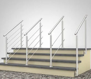 Barandilla de escalera acero inoxidable pasamanos montaje lateral soporte de barra transversal V2A - Imagen 1 de 12