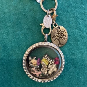 Origami Owl O2 Floating Charm Crystal Locket Necklace 8 Charms A1 - Picture 1 of 5