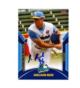 Sheldon Reed signed autograph 2022 Myrtle Beach Cubs baseball card Clemson
