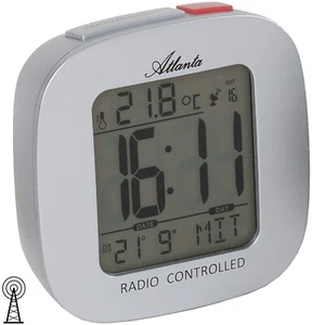 Wecker Radio-Piloté Versilbert,Temperatur,Datum, Repetition Atlanta 1873/19 - Bild 1 von 1
