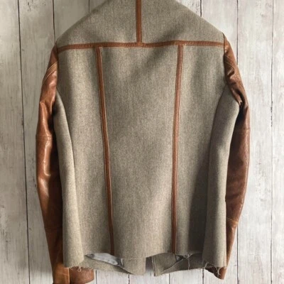 Paul Smith Paris Leather Wool Zip Combo Blouson Beige Size S Very Rare Used - Image 1 of 4