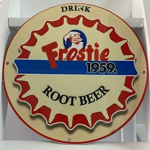 VINTAGE FROSTIE PORCELAIN BEER DRINK RETAIL STATION GASOLINE METAL OIL SIGN - Picture 1 of 9