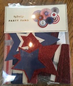 My Mind’s Eye 4th Of July - Red, White & Blue Party Fans/Rosette Set Of 8