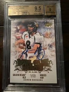 2011 UD College Legends Aaron Rodgers Bowl Heroes Auto Autograph BGS 9.5 2/5 - Picture 1 of 2