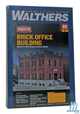Kit de construcción de oficinas de ladrillo Walthers 933-4050 tren a escala HO Foto 1 de 3