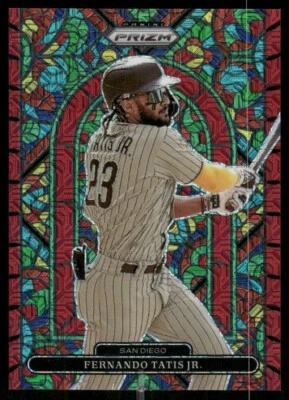 K646 FERNANDO TATIS JR 2022 PRIZM STAINED GLASS RED MOJO 56/149 SD PADRES #SG-1 - Image 1 of 2