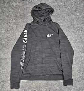 American Eagle Hoodie Men S Gray Active Flex Hooded Outdoor Spell Out Pockets - Picture 1 of 8