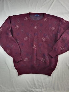 Vintage Gant Sweater Mens Size Large L Red Geometric Swirl 100% Wool - Picture 1 of 15