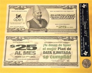 $25 Credit OPEN MOBILE PUERTO RICO Cell Phone Add 2017 billete Currency Note - Picture 1 of 4