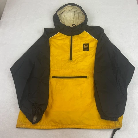 VINTAGE Nascar Jacket Mens Large Windbreaker UPS Racing Hooded Half Zip READ Cover