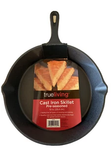 10” Cast Iron Skillet Pre-seasoned True Living NEW - Picture 1 of 4