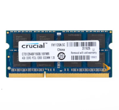 RAM For Crucial 4GB 2RX8 PC3L-12800S DDR3 1600Mhz 204Pin Laptop Memory 1.35V*&^ - Image 1 of 3