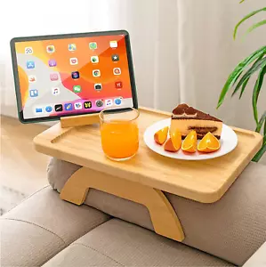 Couch Arm Tray,Bamboo Sofa Tray Table Clip on Side Table,Foldable Couch Armrest - Picture 1 of 12