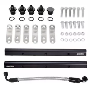 6AN Fuel Rail Kit For LS LS1 LS2 LS3 LS6 LSX Aftermarket Aluminum Manifold Black - Picture 1 of 9