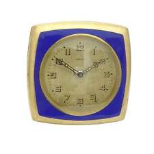 c1930 Kienzle Germany Alarm Clock Gold Dore Bronze with Blue Enamel