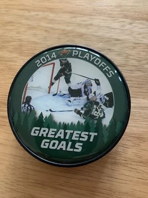 Wild 2014 Playoffs GREATEST GOALS Souvenir Puck Mikael Granlund Goal Wells Fargo - Image 1 of 2