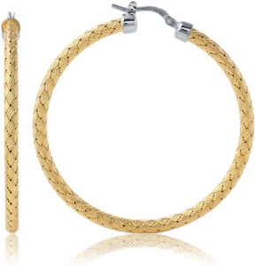 Charles Garnier - "Milan" - 45mm Gold-Plated & Sterling Silver Hoop Earrings - Picture 1 of 1