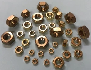 M2, M2.5, M3, M4, M5, M6, M8, M10, M12, M16, Metric Solid Brass Hexagon Full Nut - Picture 1 of 1