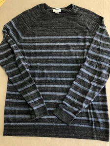 Old Navy Sweater Mens Large Navy Blue Knit Stripe Preppy Pullover Crew - Picture 1 of 5