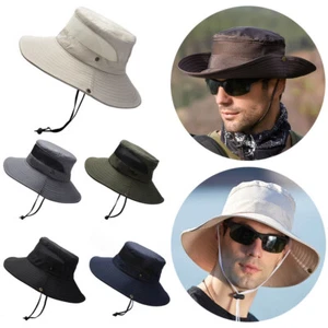 Men Camo Sun Hat Bucket Cargo Safari Bush Boonie Summer Fishing Hats Cap Outdoor - Picture 1 of 22