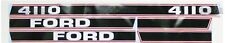 Hood Vinyl Decal Set/Kit for Ford 4110 Tractor Black/Red Stripe Force II '86-up