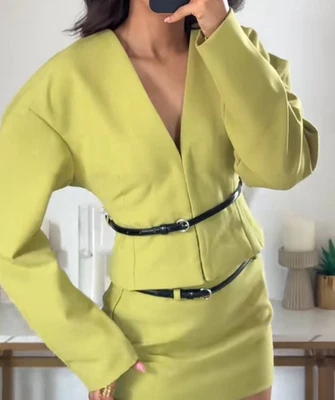 NWT ZARA Belted Fitted Blazer Pistachio Green 2010/704 Size M - Image 1 of 4