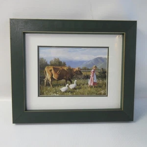 Robert Duncan Druck Der Morgenspaziergang gerahmt Mädchen Kuh Enten Gänseland - Bild 1 von 9