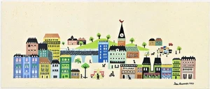 Ake Lewerth (1930-1982) PEQUEÑA ILUSTRACIÓN DE MEDIADOS DE SIGLO / PAISAJE URBANO 1950 Sueco - Imagen 1 de 6
