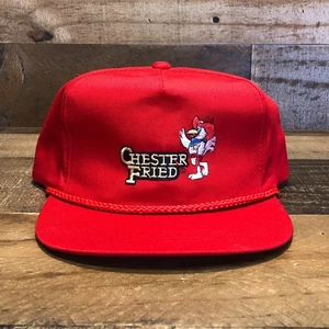 Vintage Chester Fried Mütze Snapback Cap Herren rot 90s Chicken Streetwear - LESEN - Bild 1 von 11