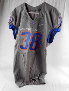 Camiseta de fútbol americano gris emitida por el juego 2012-17 Boise State Broncos #38 46+4 630 - Imagen 1 de 6